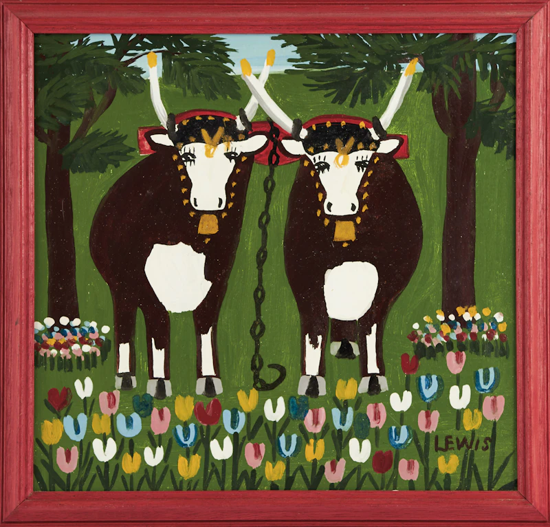 Maud Lewis, Oxen in Spring, oil on board - view 2