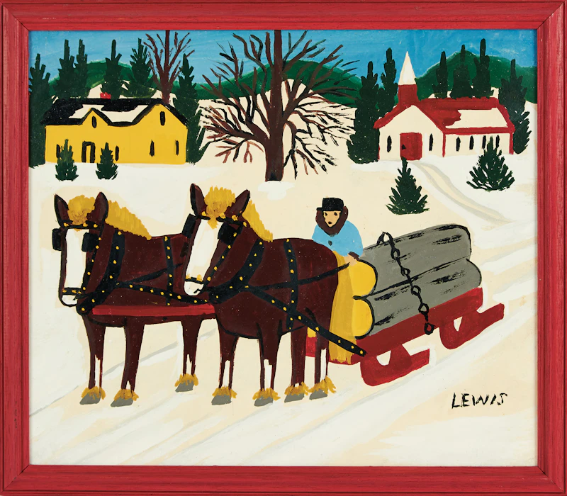 Maud Lewis, Winter Logging Scene, oil on board - view 2