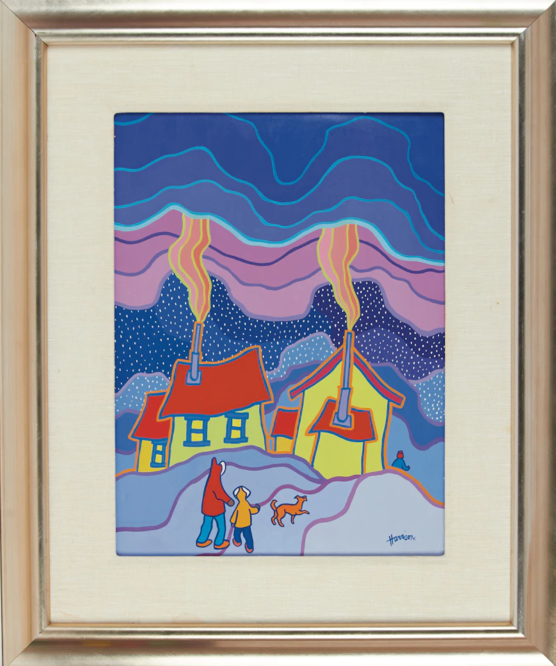 Ted Harrison, Walking Home, acrylic on canvas, 1983 - view 2