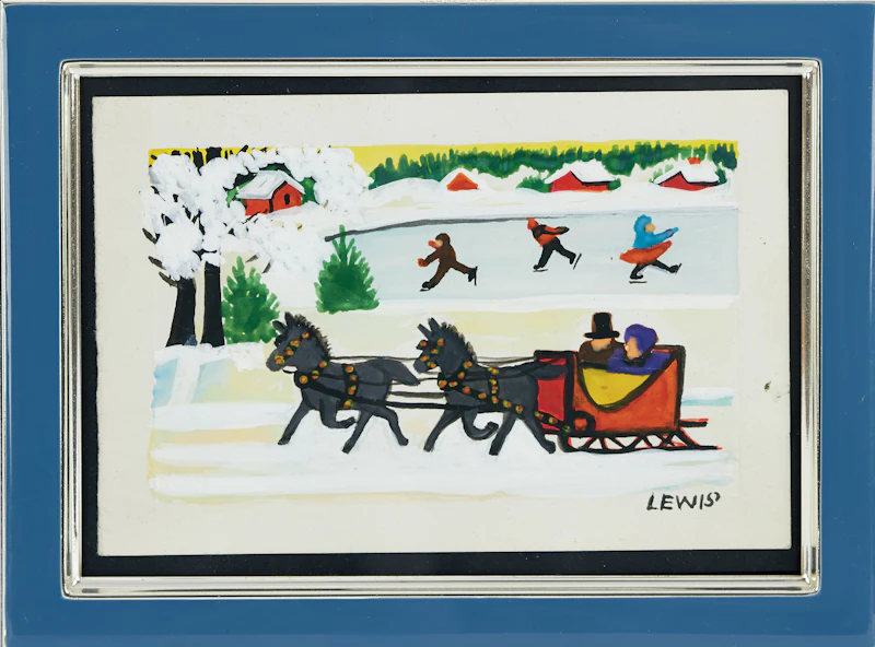 Maud Lewis, Sleighing and Skating Scene, watercolour and gouache - view 2
