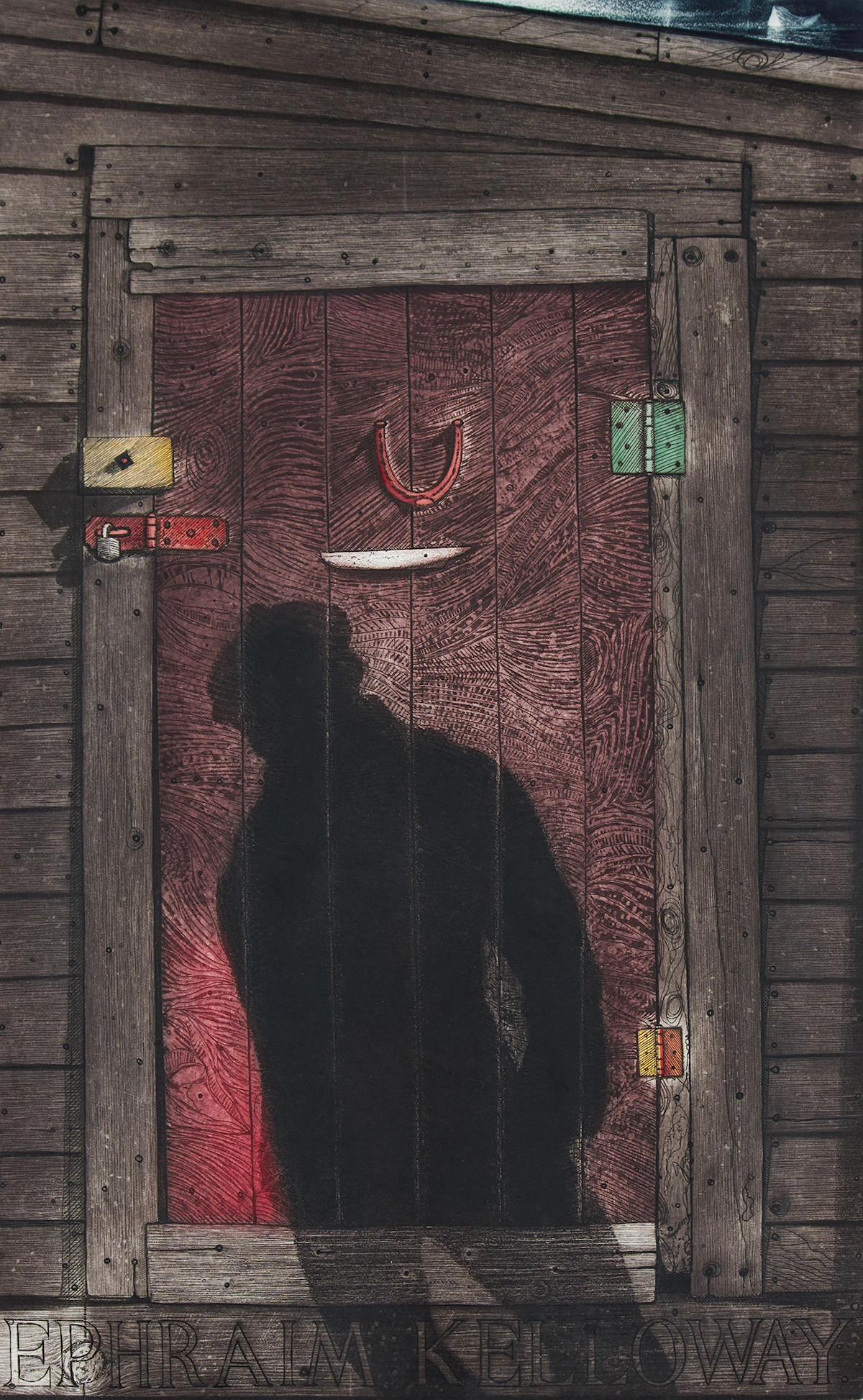 David Lloyd Blackwood, Passing Shadow, etching and aquatint with hand-colouring, 1990