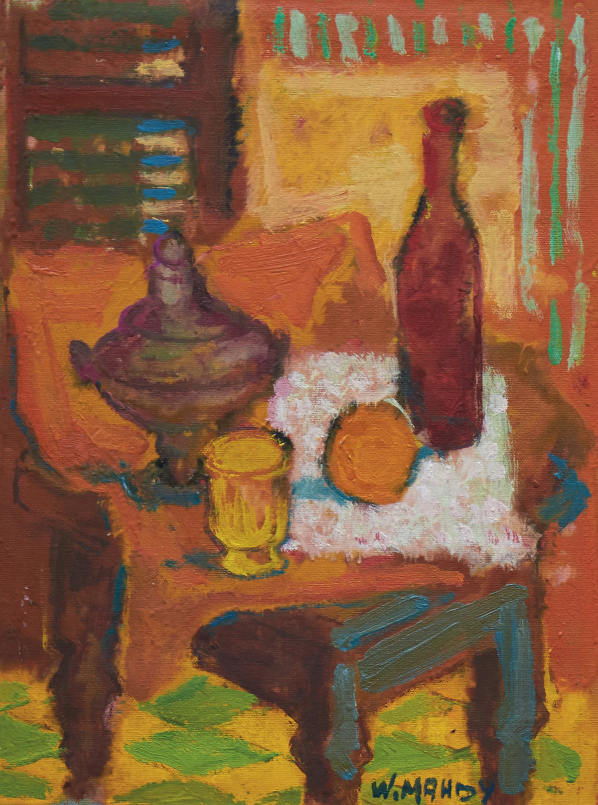 Wadie El Mahdy, Still Life, oil on unstretched canvas