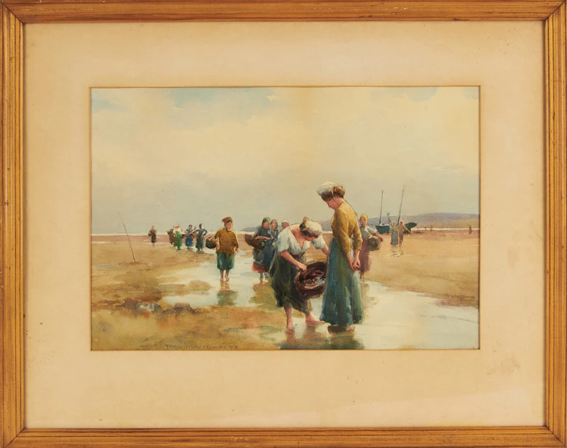 Farquhar McGillivray Strachan Knowles, Gathering Oysters, 1903, watercolour - view 2