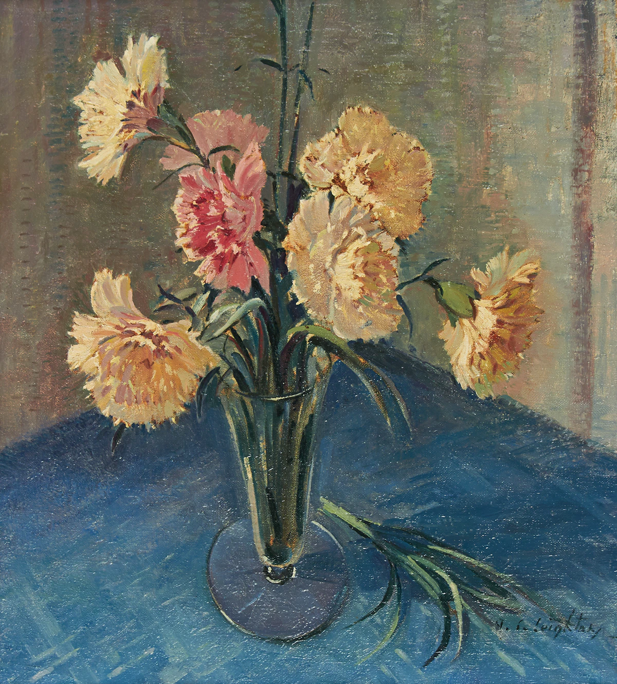 Alfred Crocker Leighton, Floral Still Life, oil on canvas