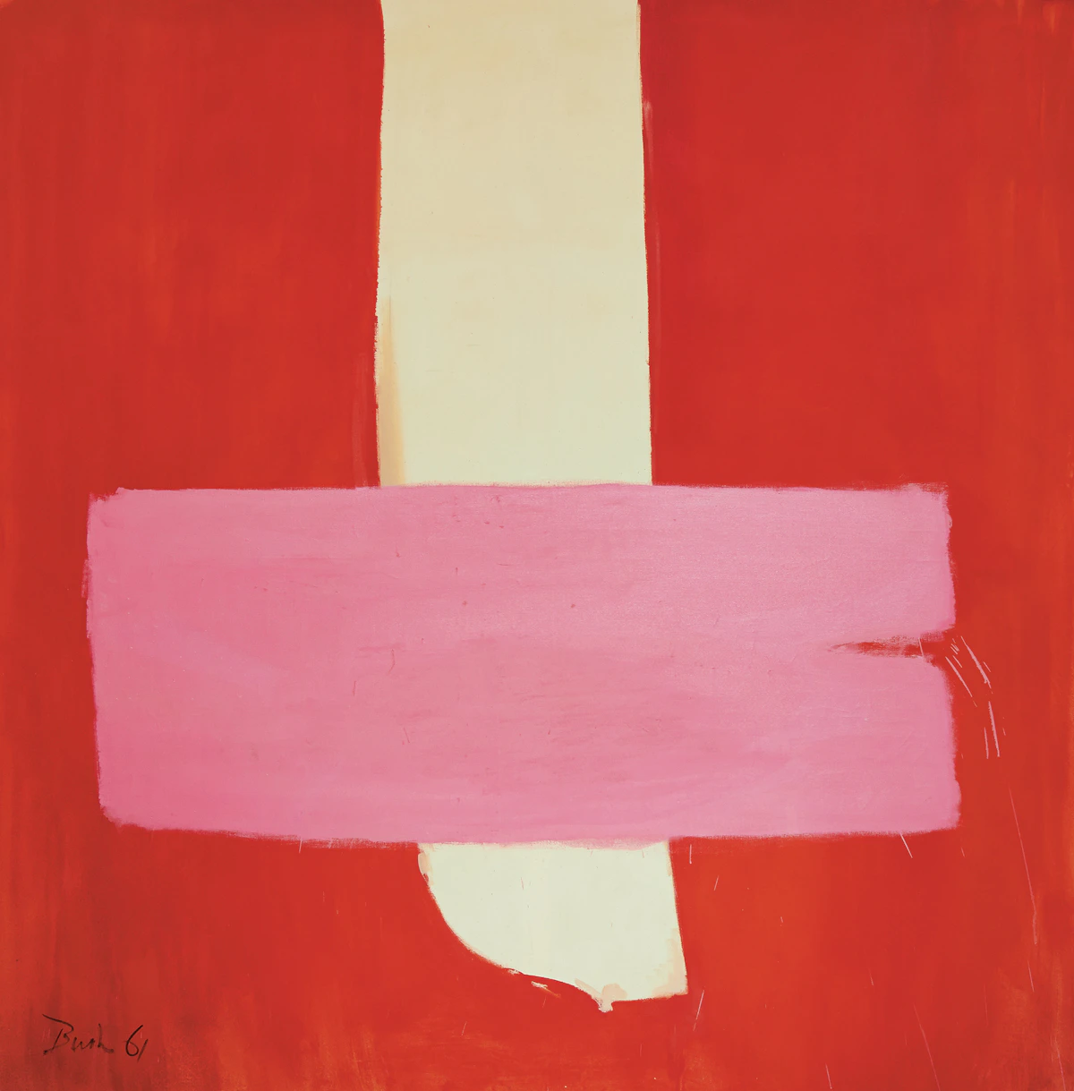 Jack Hamilton Bush, Pink on Red (Thrust) , oil on canvas, 1961