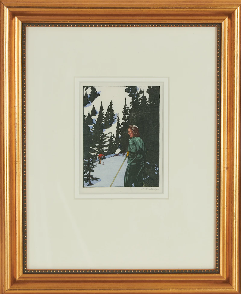 Walter Joseph Phillips, Ski Trail, colour woodcut, 1945 - view 2
