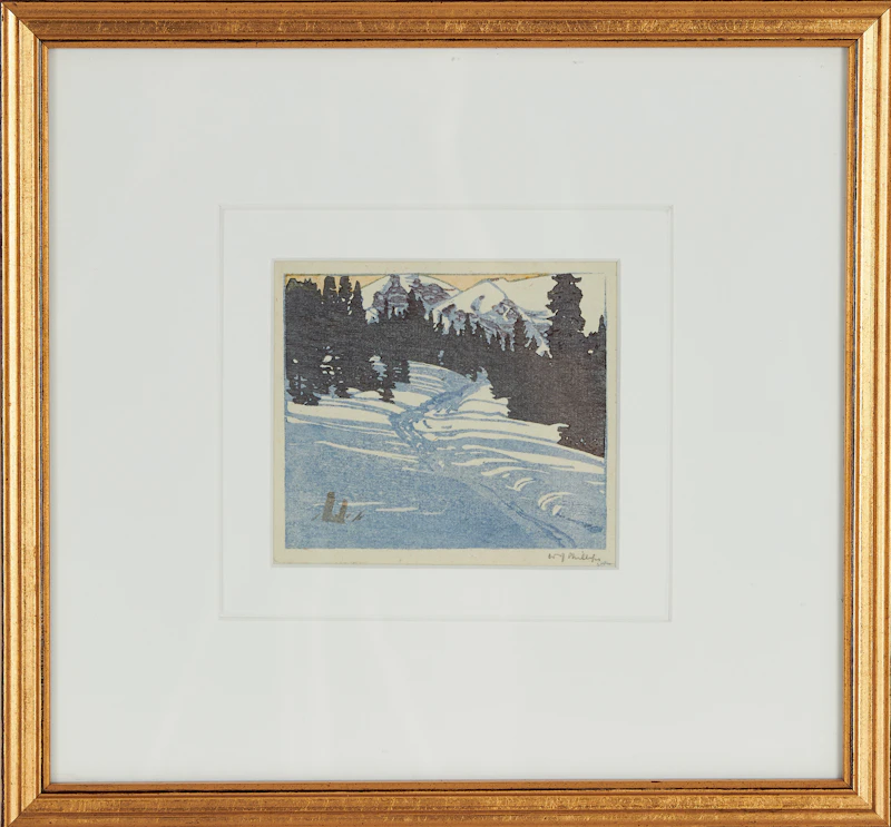 Walter Joseph Phillips, Trail from Skoki, colour woodcut, 1943 - view 2