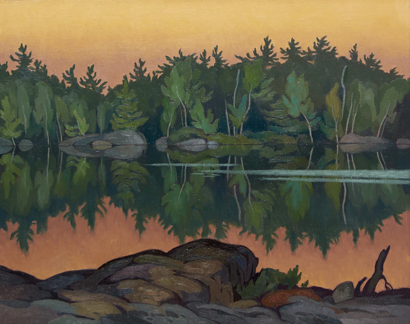 Alfred Joseph Casson, Afterglow, Moose Lake, oil on canvas, 1967 - view 1