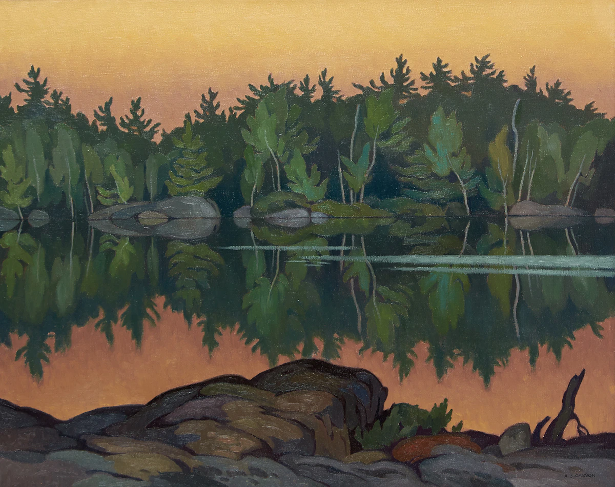Alfred Joseph Casson, Afterglow, Moose Lake, oil on canvas, 1967