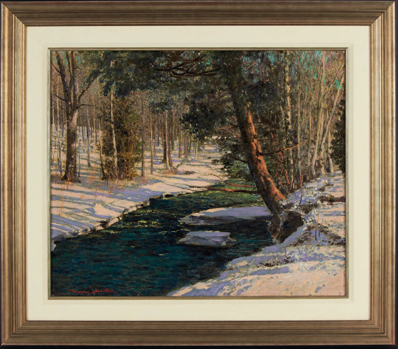 Frank Hans Johnston, Woodland Stream, oil on board - view 2