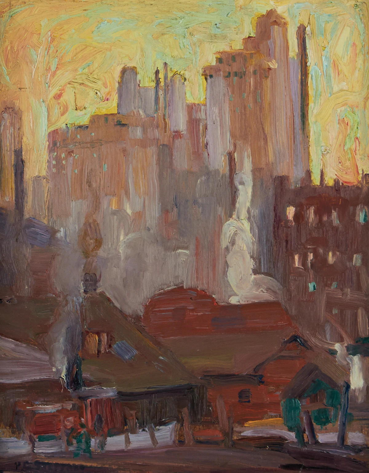 Peter Clapham Sheppard, The Ward, Toronto (circa 1910), oil on board, circa 1910