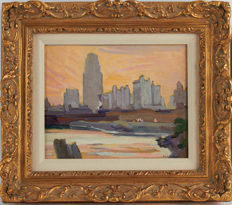 Peter Clapham Sheppard, Eventide, Toronto Skyline (circa 1932), oil on board, circa 1932 - view 2
