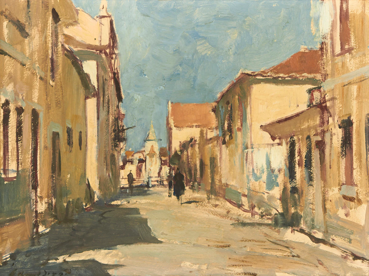 Edward  Brian Seago, Rua do Poco Novo - Cascais, oil on masonite