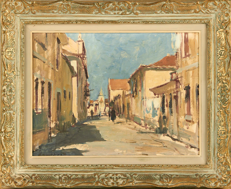 Edward  Brian Seago, Rua do Poco Novo - Cascais, oil on masonite - view 3