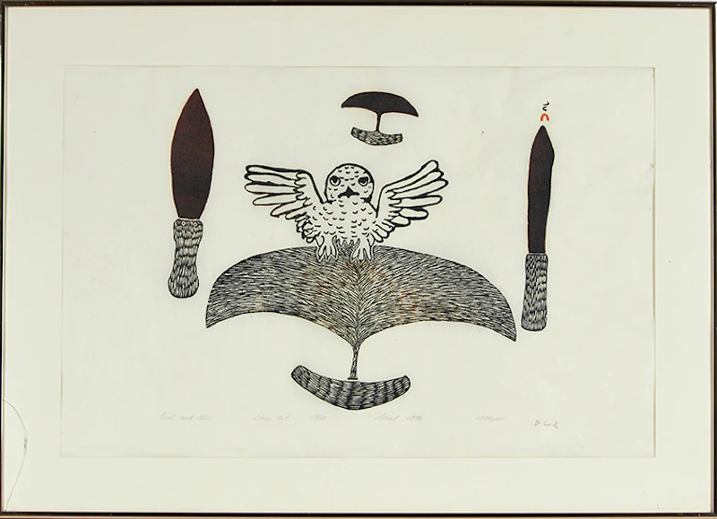 Owl and Ulu by Kakulu Saggiaktok, Ulayu Pingwartok, Eegyvudluk Pootoogook