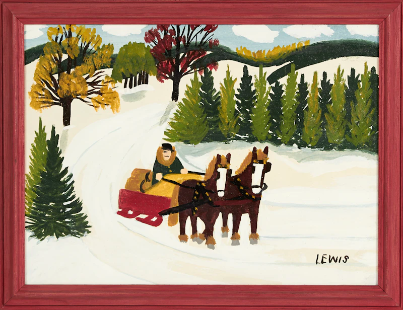 Maud Lewis, Winter Scene with Horse-Drawn Sleigh, oil on board - view 2