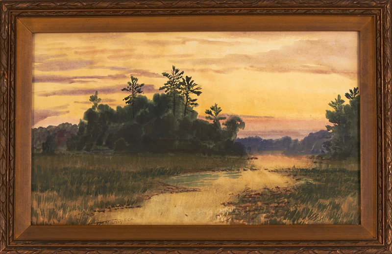 Thomas Mower Martin, Three Works: Sunset Landscape; Georgian Bay at Sunset; River Landscape, two watercolours and one oil on canvas - view 2