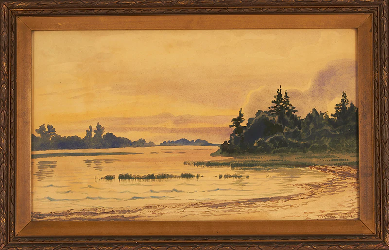 Thomas Mower Martin, Three Works: Sunset Landscape; Georgian Bay at Sunset; River Landscape, two watercolours and one oil on canvas - view 4