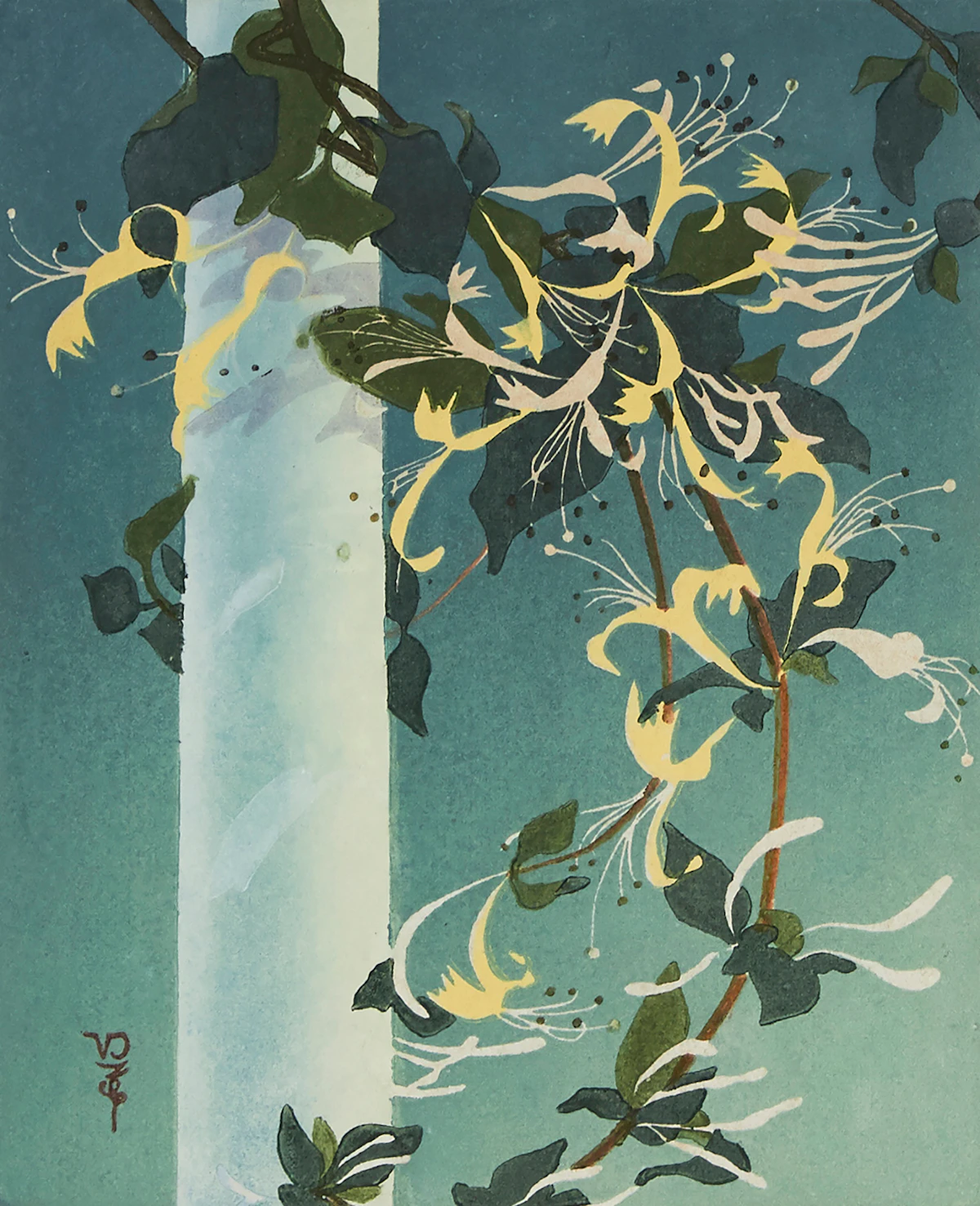 Verna Viola Depew, Honeysuckle, colour woodblock