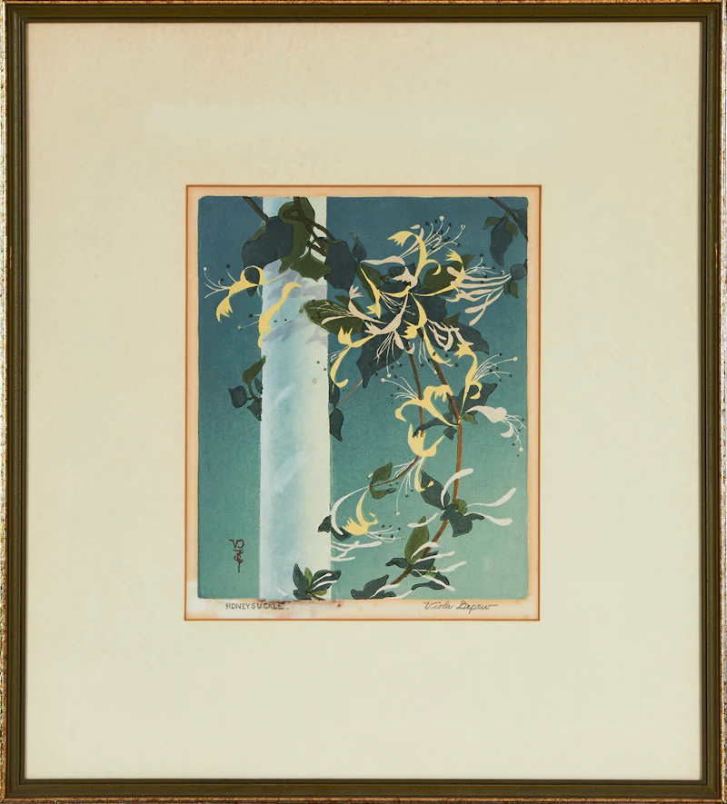 Verna Viola Depew, Honeysuckle, colour woodblock - view 2