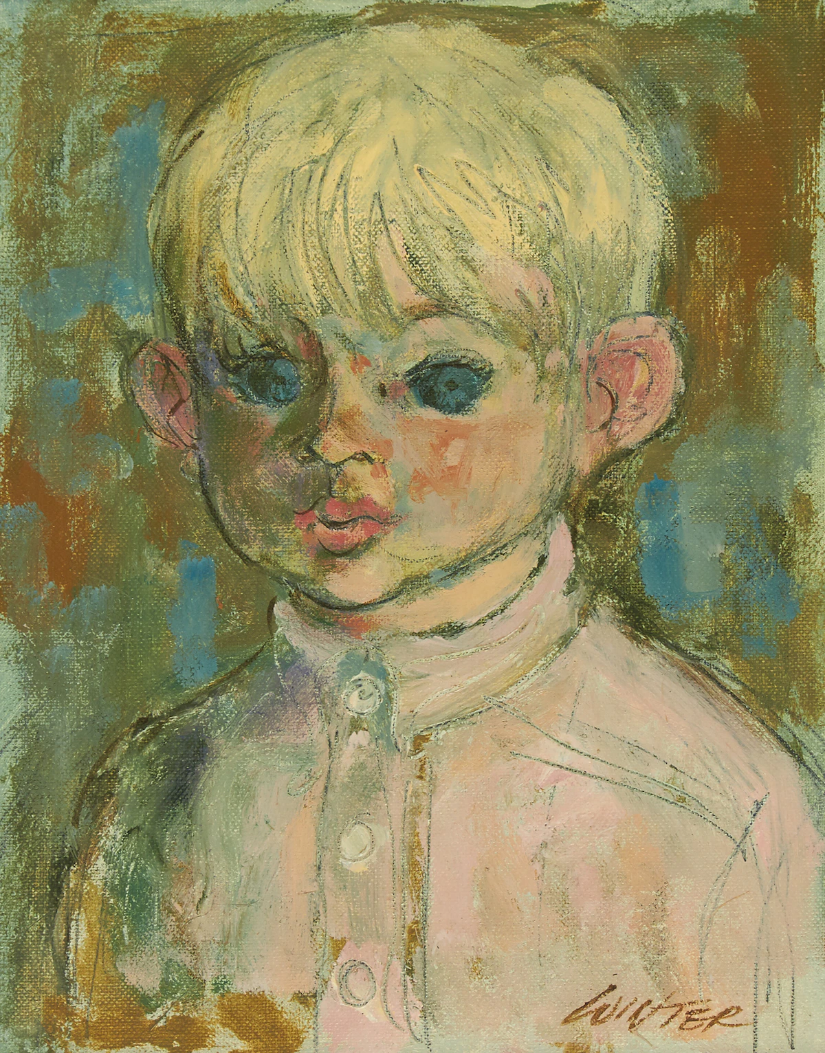 William Arthur Winter, Blue Eyed Boy, oil on canvas board