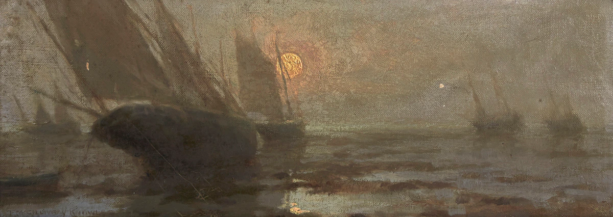 Farquhar McGillivray Strachan Knowles, Boats, Evening (Low Tide), oil on canvas