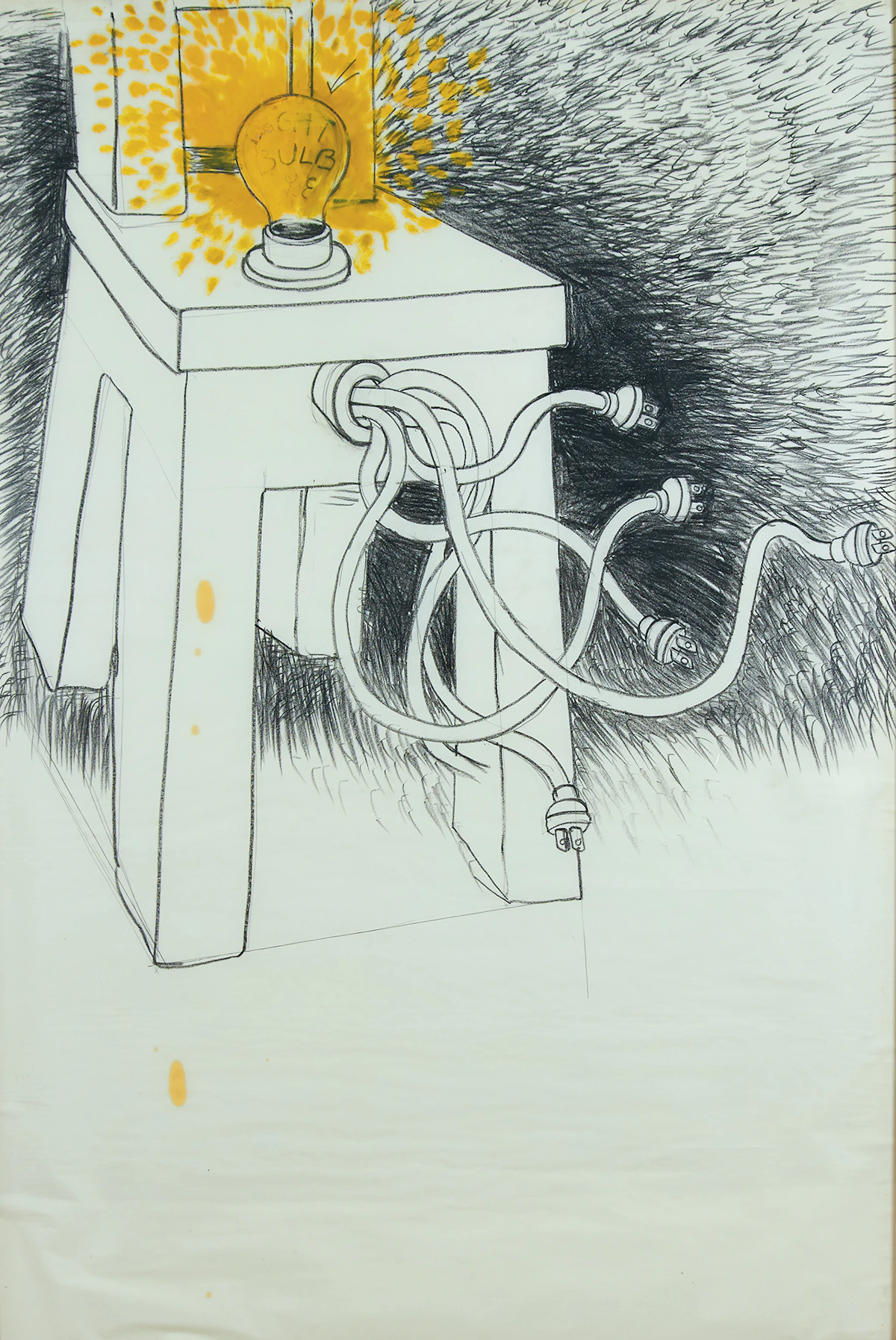 John MacGregor, G.E. Light Bulb (1968), conte and tempera on paper, 1968