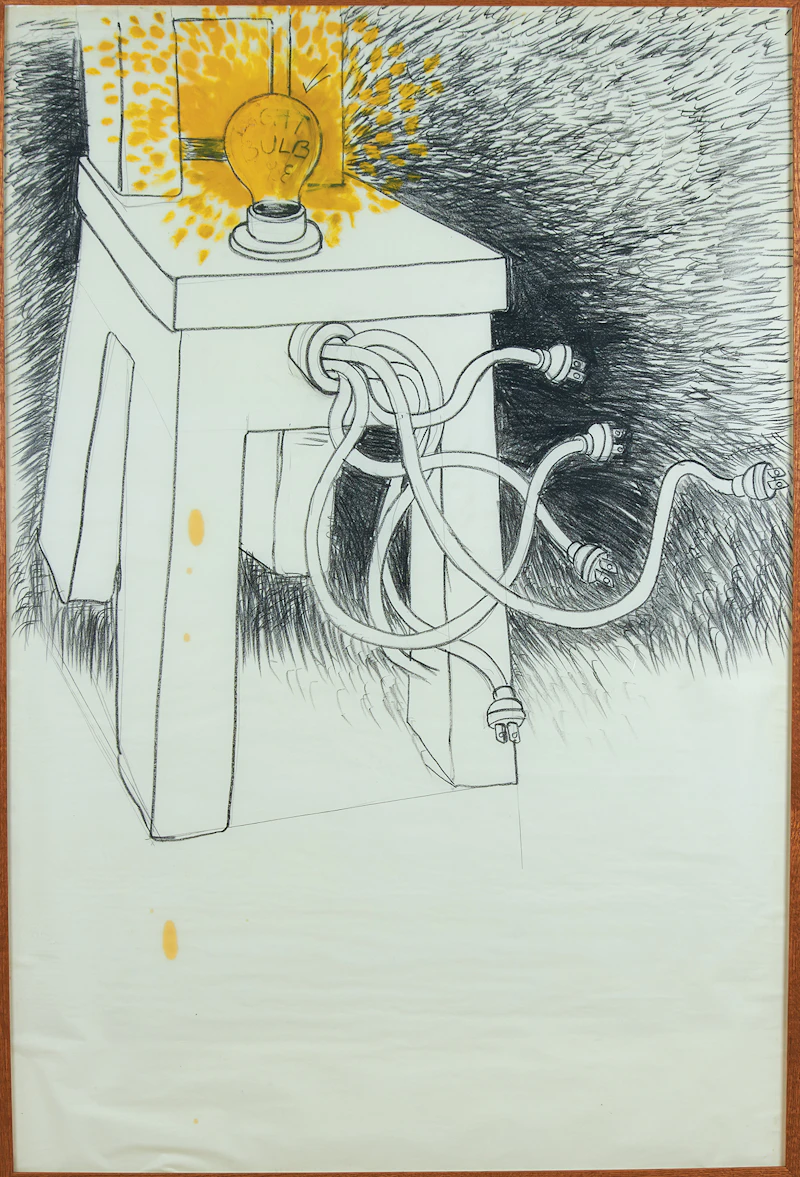 John MacGregor, G.E. Light Bulb (1968), conte and tempera on paper, 1968 - view 2
