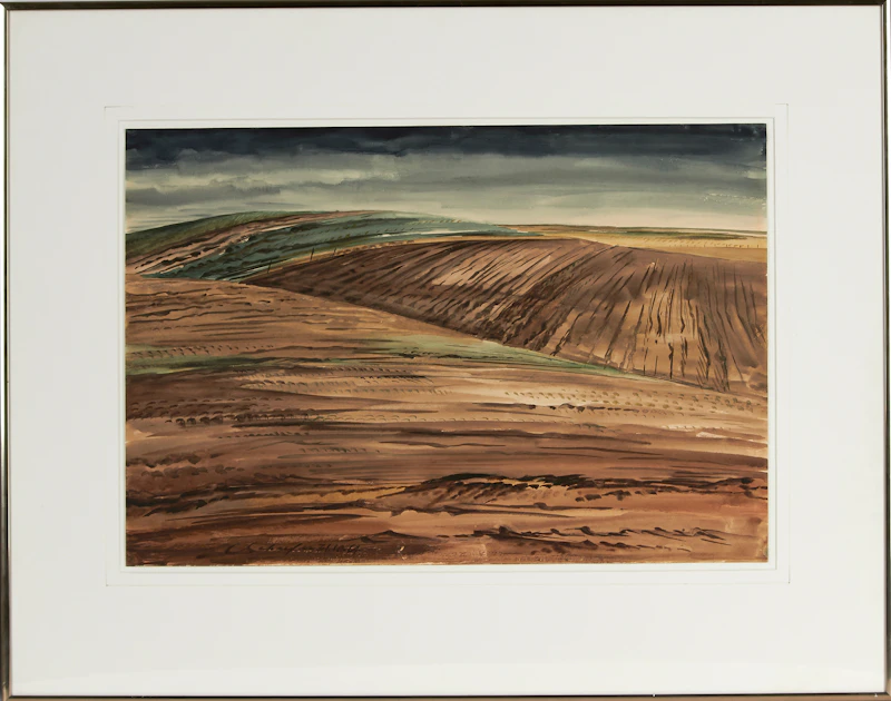 Carl Fellman Schaefer, Plowed Fields, October 1964, watercolour - view 2