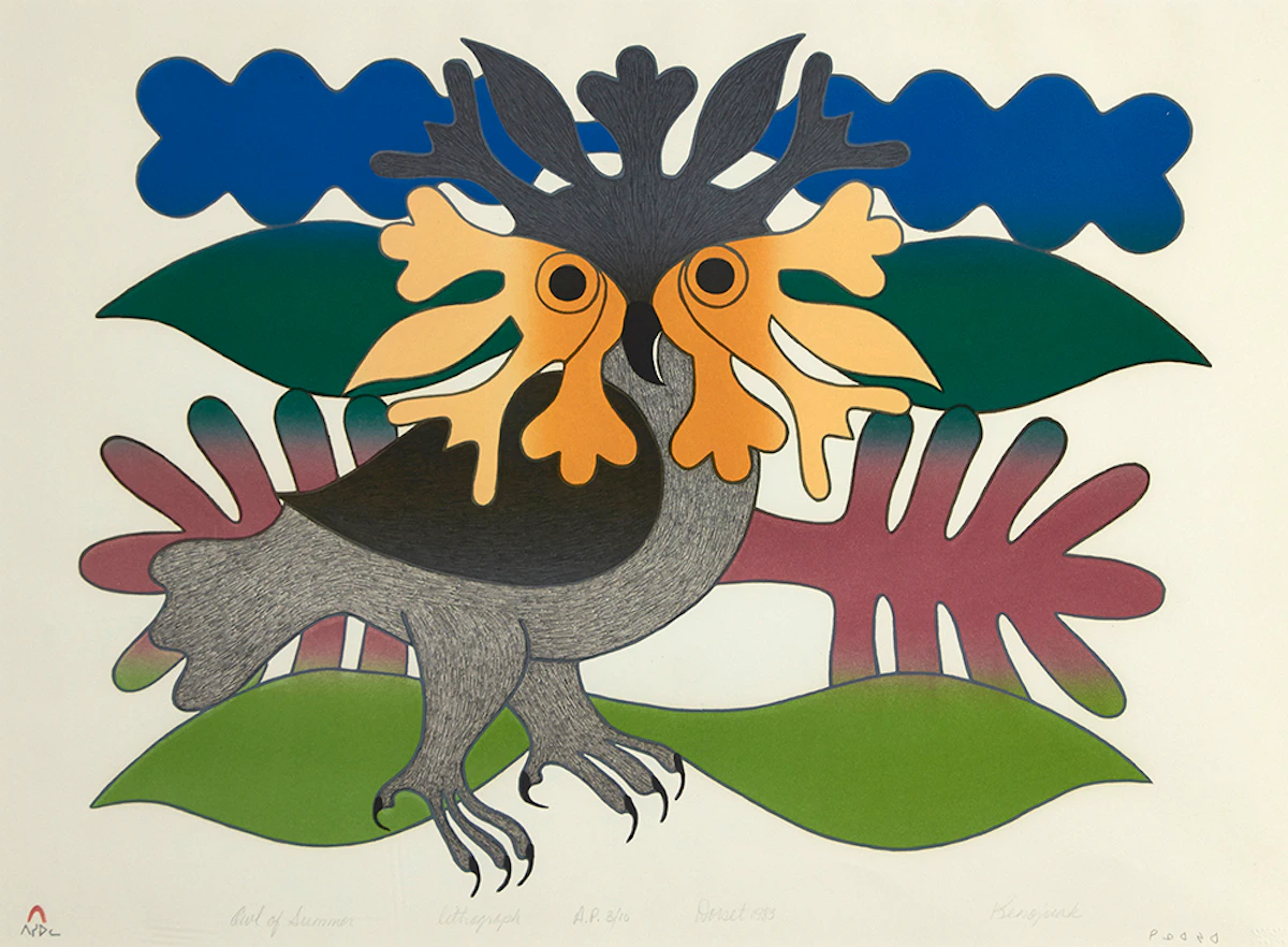 Kenojuak Ashevak, Owl of Summer, lithograph, 1983
