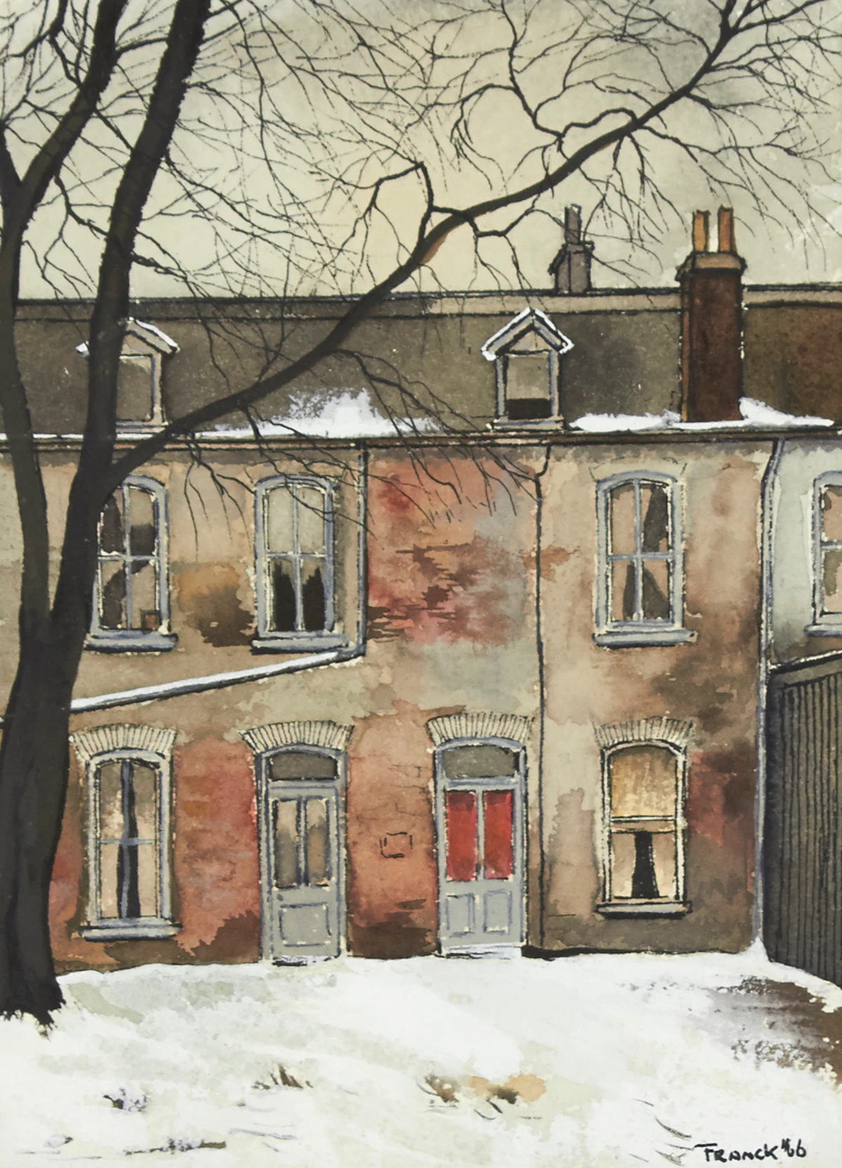 Albert Jacques Franck, Behind Bay Street, ink and watercolour, 1966