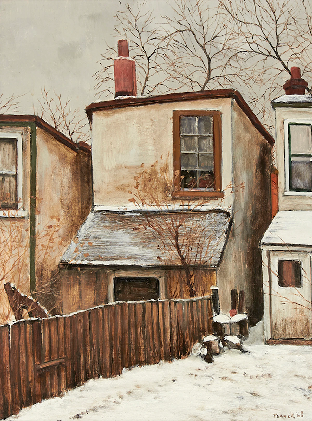 Albert Jacques Franck, Back of Foxley Avenue, oil on board