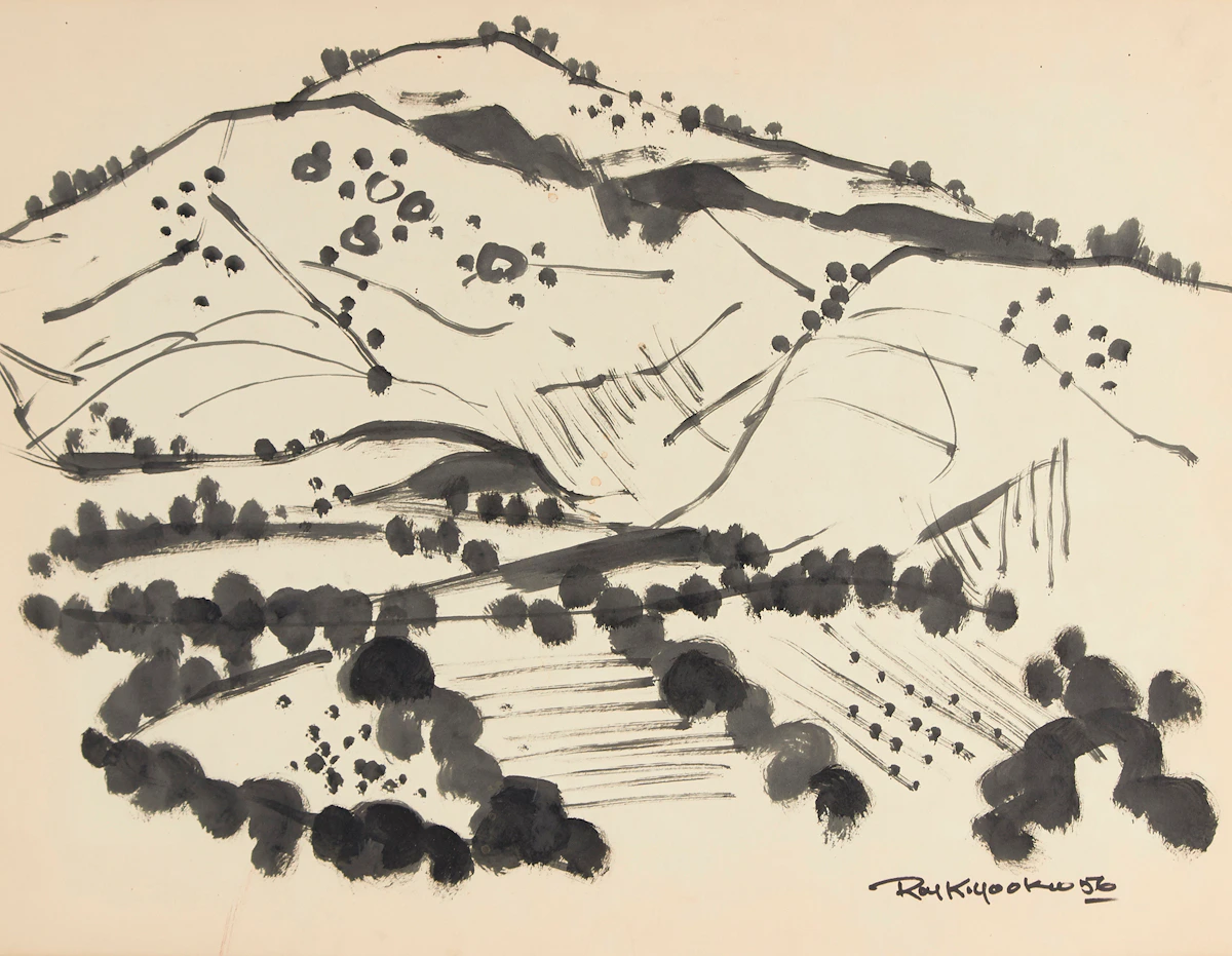 Roy Kiyooka, Mountain and Valley, watercolour, 1956