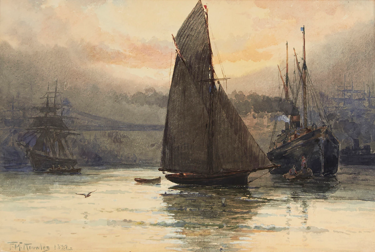 Farquhar McGillivray Strachan Knowles, New York Harbour, watercolour, 1887