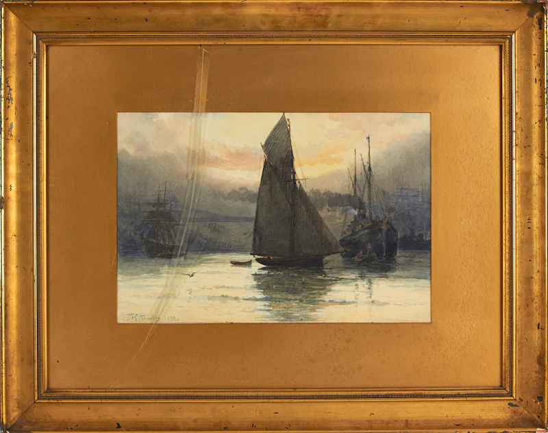 Farquhar McGillivray Strachan Knowles, New York Harbour, watercolour, 1887 - view 3