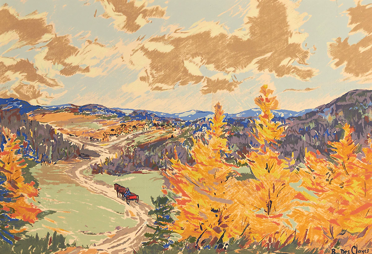 Berthe Des Clayes, Landscape with Horse and Wagon, sampson-matthews silkscreen