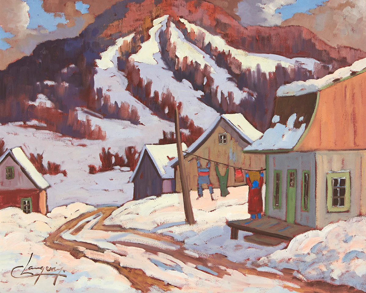 Claude Langevin, Journée de lavage, oil on canvas