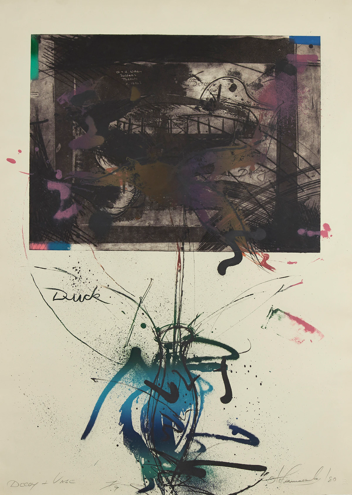 Otis Tamasauskas, Decoy and Vase, lithograph and etching, 1980