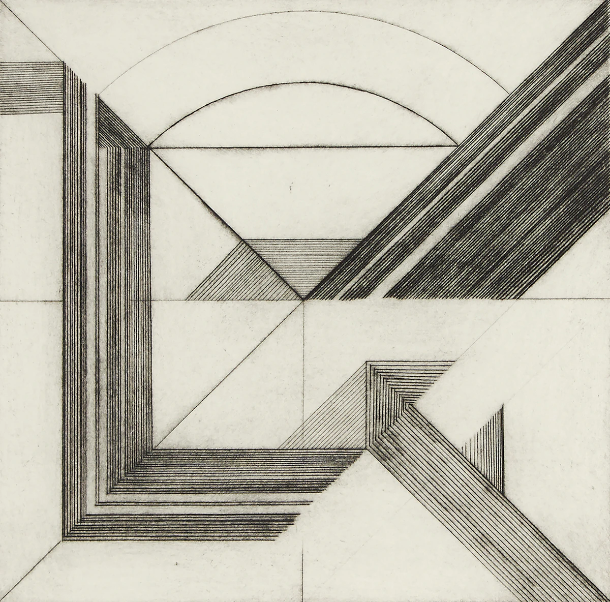 Takao Tanabe, Print #2, etching, 1972
