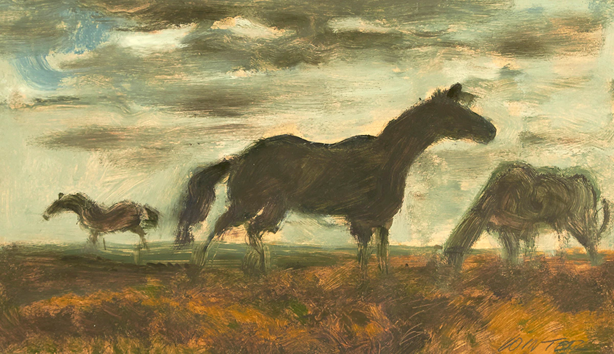 William Arthur Winter, Horses, oil on paper