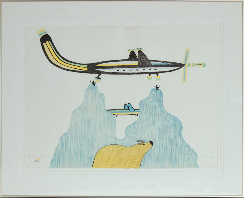 Pudlo Pudlat, Airplanes over Ice-cap, stonecut, 1980 - view 2