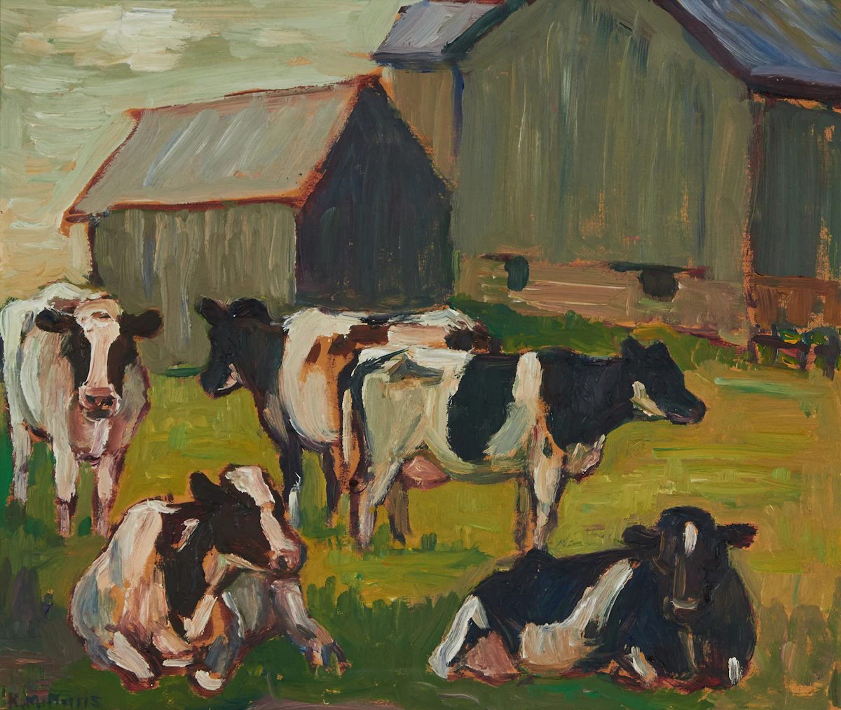 Kathleen Moir Morris, Cattle at Elliott Family Farm Near Marshall’s Bay, oil on panel, circa 1930