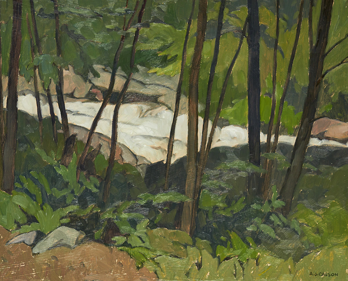 Alfred Joseph Casson, Rapids on the Oxtongue River, oil on board, 1979