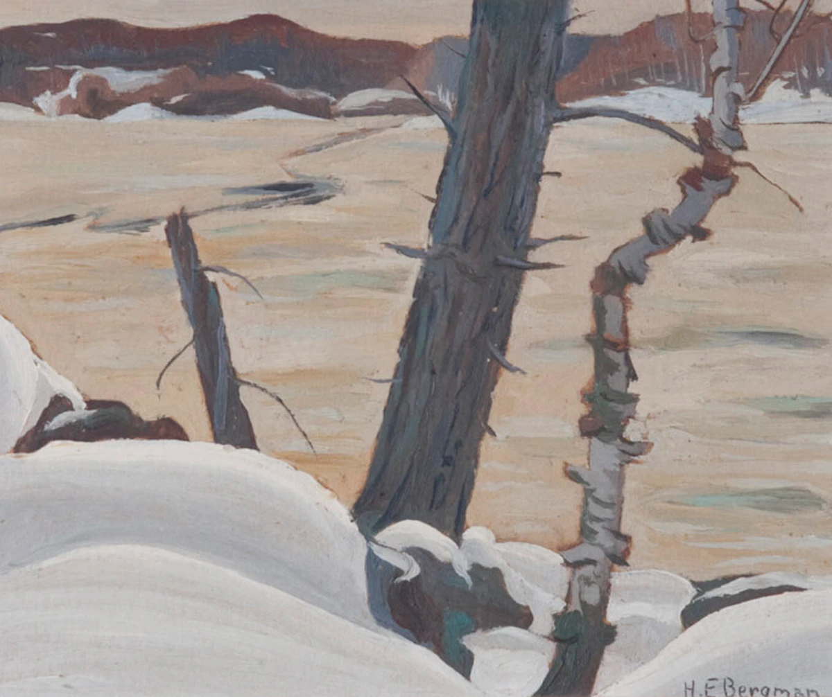 Henry Eric Bergman, Winter Landscape, oil on board