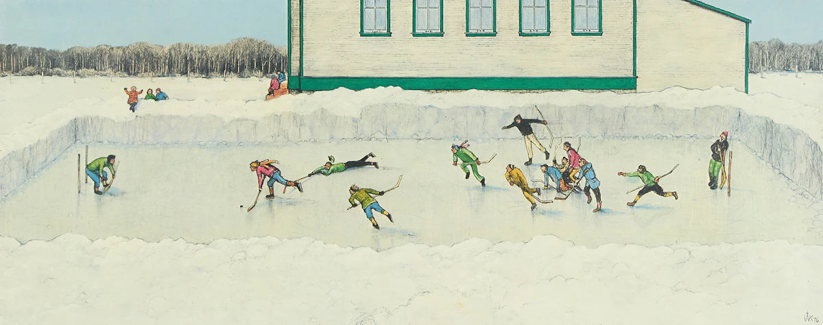 William Kurelek, Breakaway, lithograph