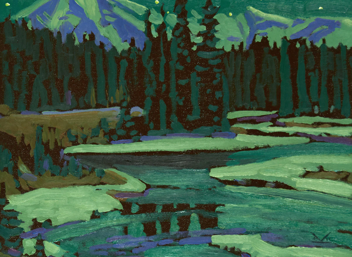 Illingworth Holey Kerr, The Bow, Night, oil on canvas board, 1986