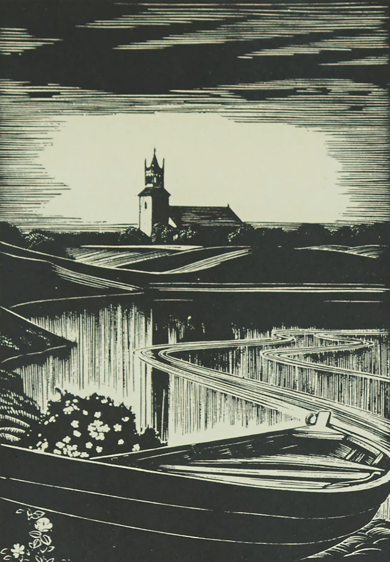 Walter Joseph Phillips, The Church on the Hill (from “Dreams of Fort Garry” by Robert Watson), engraving - view 1