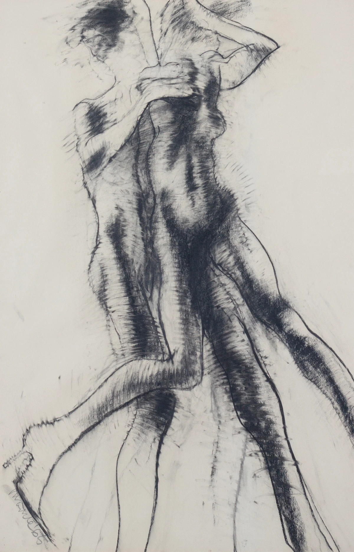 Robert Markle, Two Figures, charcoal, 1965