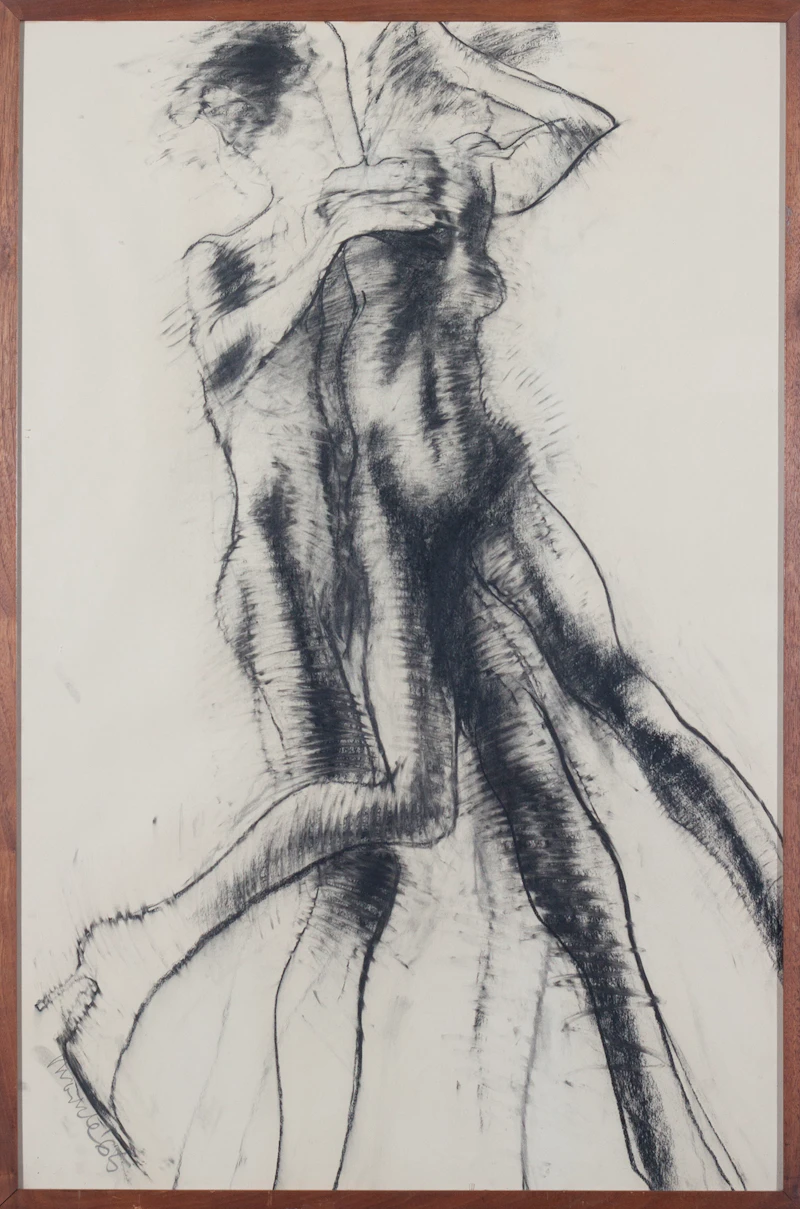 Robert Markle, Two Figures, charcoal, 1965 - view 2