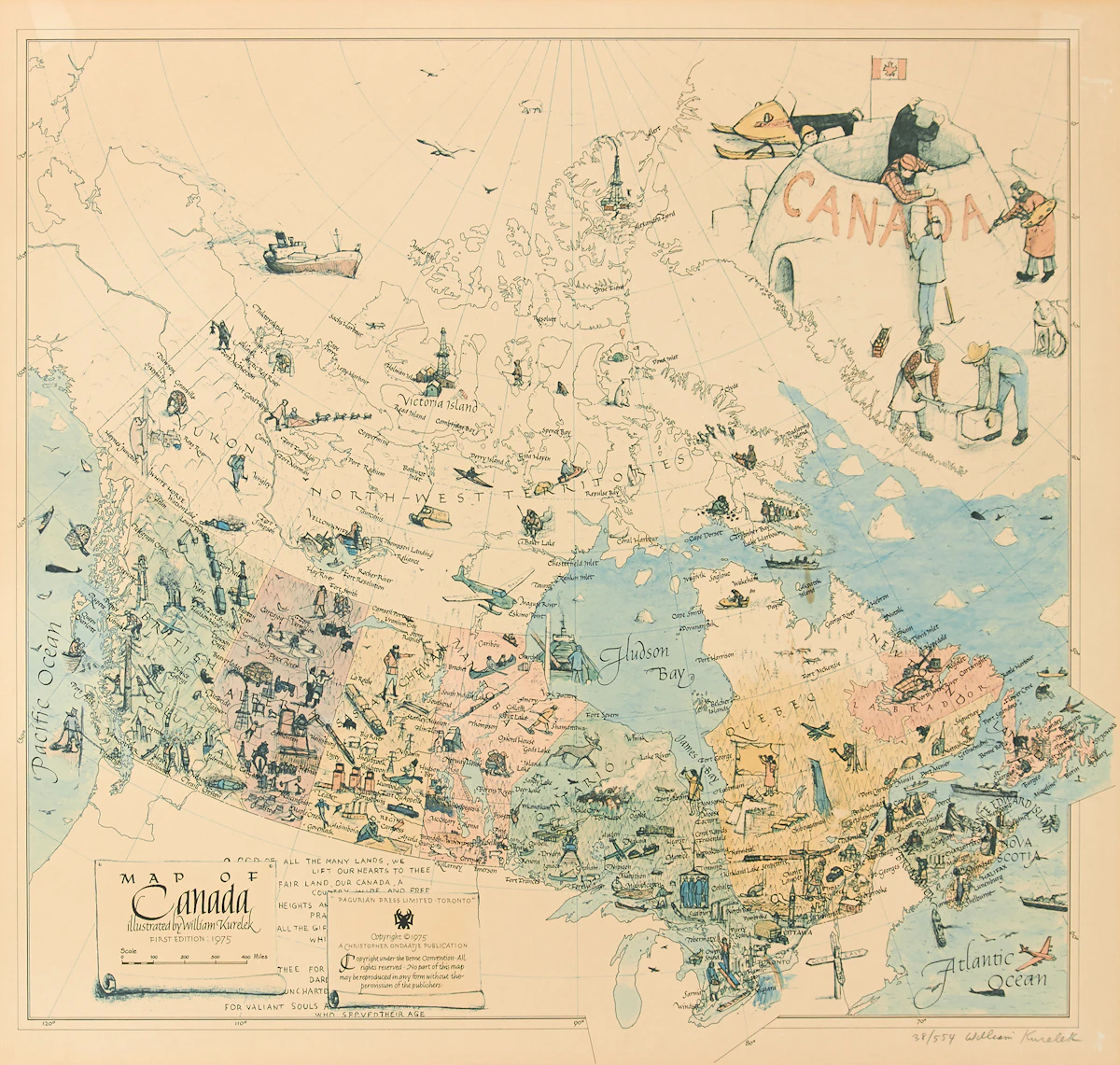 William Kurelek, Map of Canada, lithograph